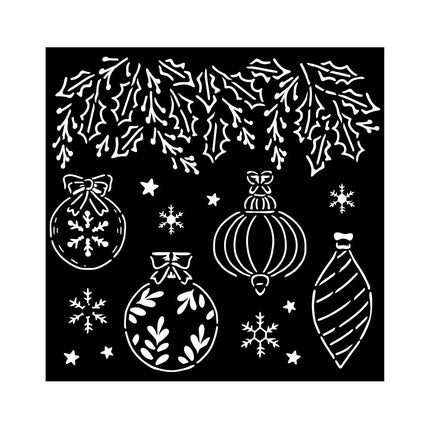 Thick stencil cm 18X18 - The Nutcracker christmas balls