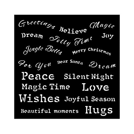 Thick stencil cm 18X18 - Classic Christmas quotes