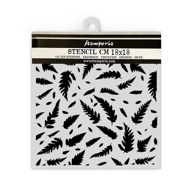 Thick stencil cm 18X18 - Forest leaves pattern