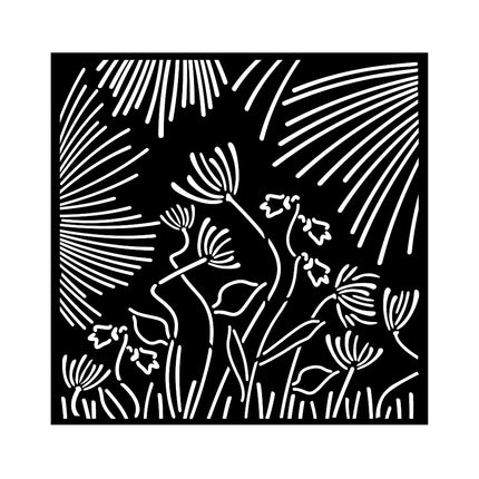 Thick stencil cm 18X18 - Forest abstract flowers
