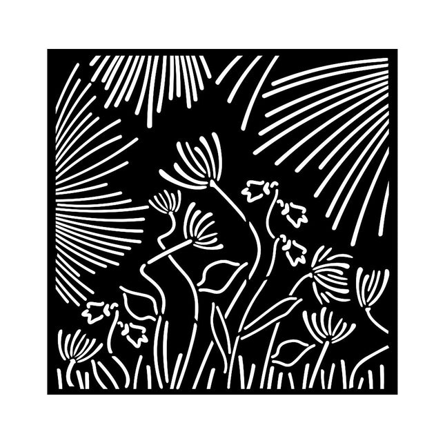 Thick stencil cm 18X18 - Forest abstract flowers