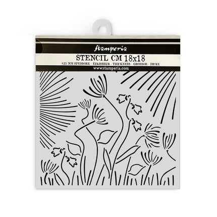 Thick stencil cm 18X18 - Forest abstract flowers