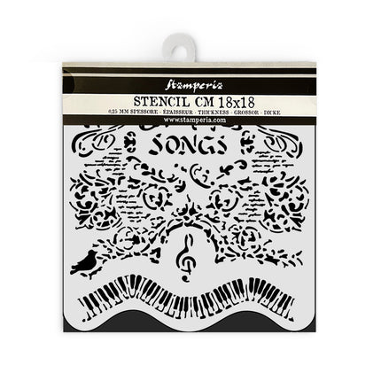 Thick stencil cm 18X18 - Music songs and piano