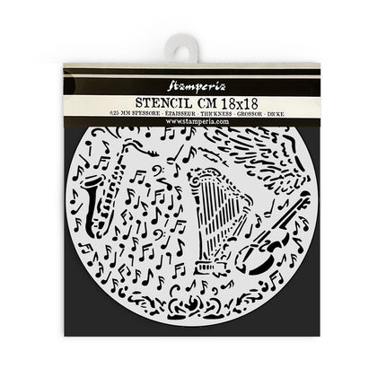 Thick stencil cm 18X18 - Music violin and trumpet