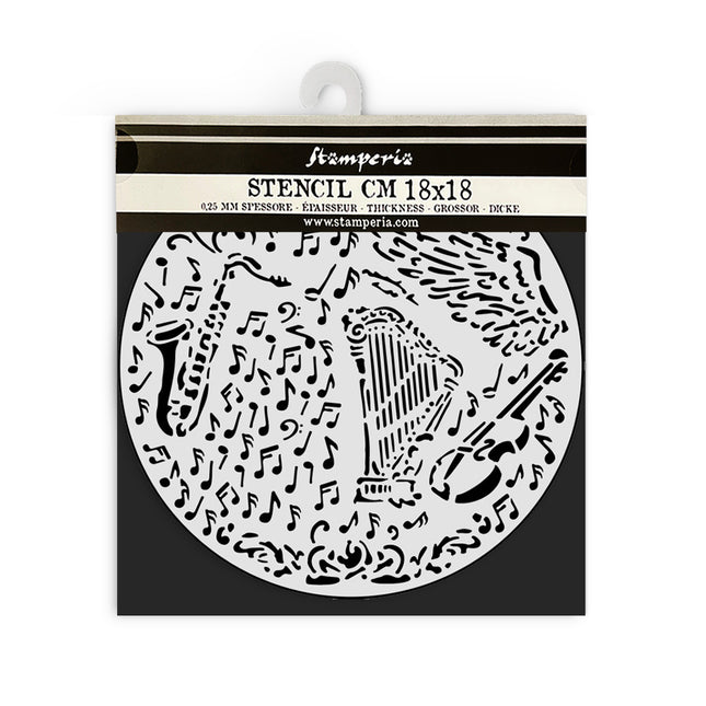 Thick stencil cm 18X18 - Music violin and trumpet