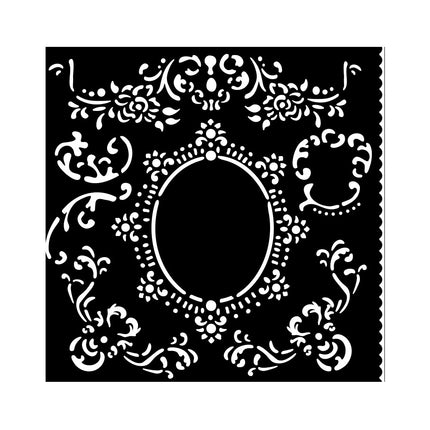 Thick stencil cm 18X18 - House of Roses border with frame