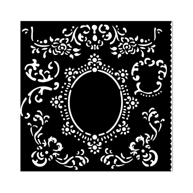 Thick stencil cm 18X18 - House of Roses border with frame