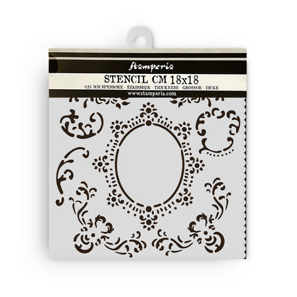 Thick stencil cm 18X18 - House of Roses border with frame