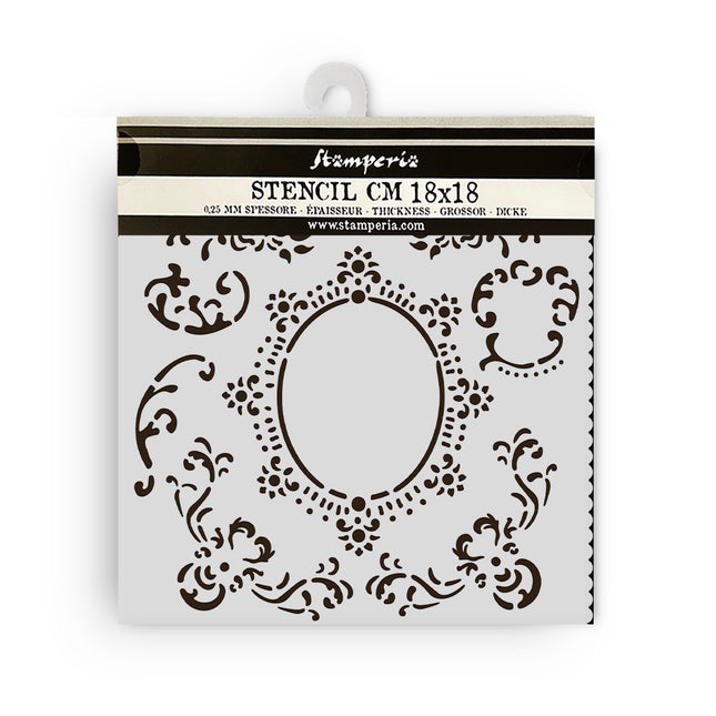 Thick stencil cm 18X18 - House of Roses border with frame