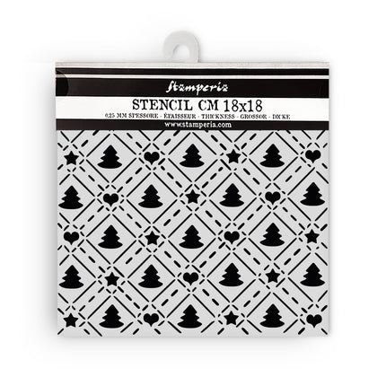 Thick stencil cm 18X18 - Candy Christmas tree pattern