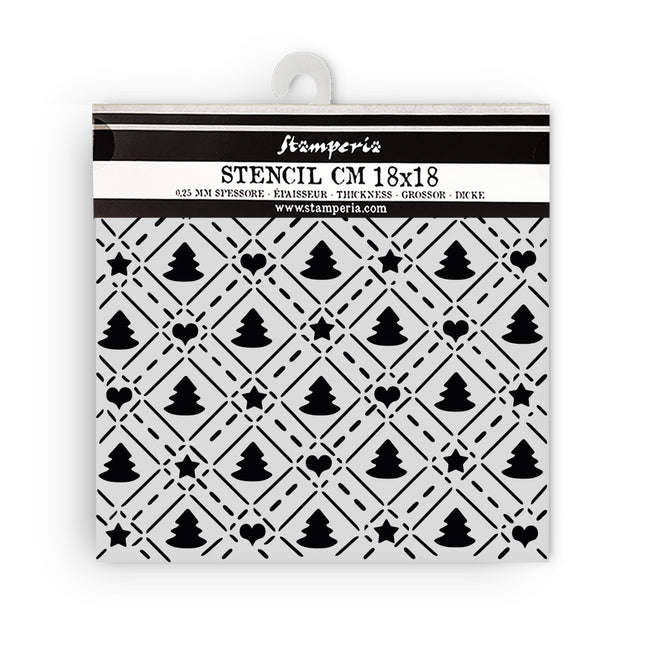 Thick stencil cm 18X18 - Candy Christmas tree pattern