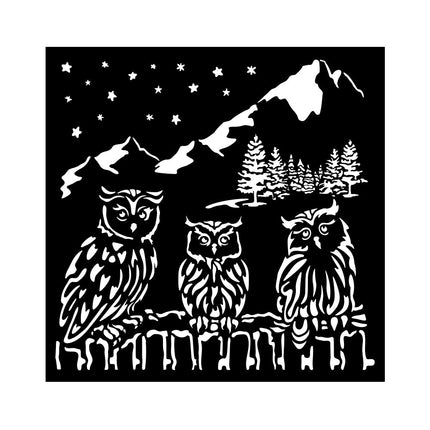 Thick stencil cm 18X18 - The Owl's House owls