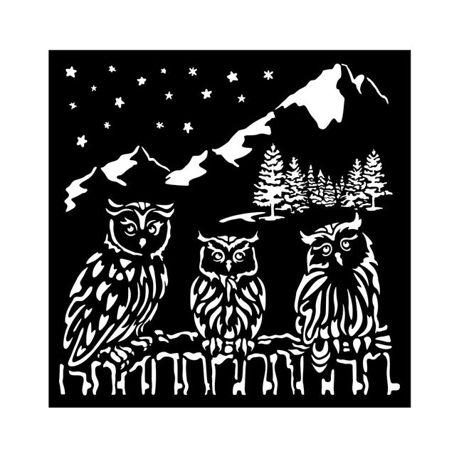 Thick stencil cm 18X18 - The Owl's House owls