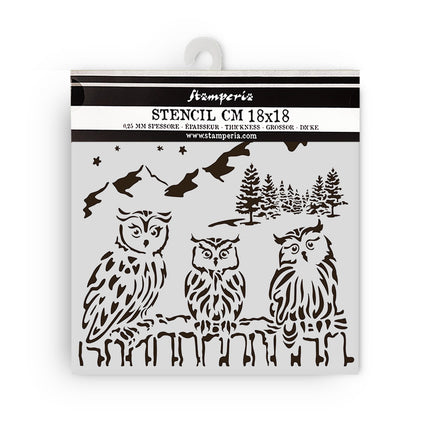 Thick stencil cm 18X18 - The Owl's House owls