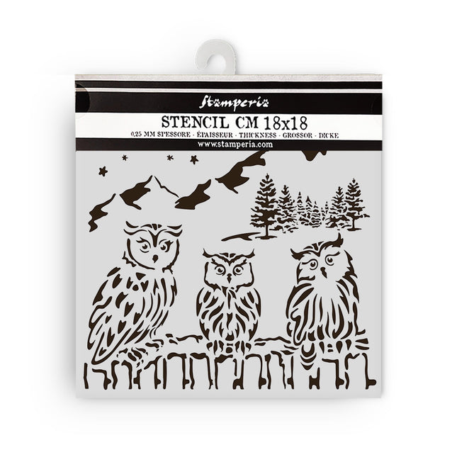 Thick stencil cm 18X18 - The Owl's House owls