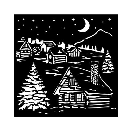 Thick stencil cm 18X18 - The Owl's House cottage