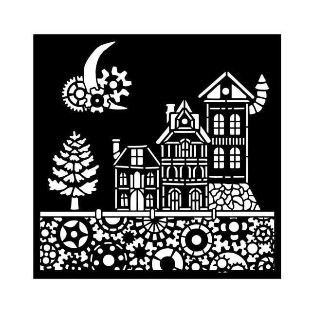 Thick stencil cm 18X18 - Gear up for Christmas houses