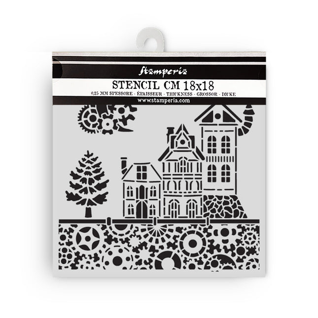 Thick stencil cm 18X18 - Gear up for Christmas houses