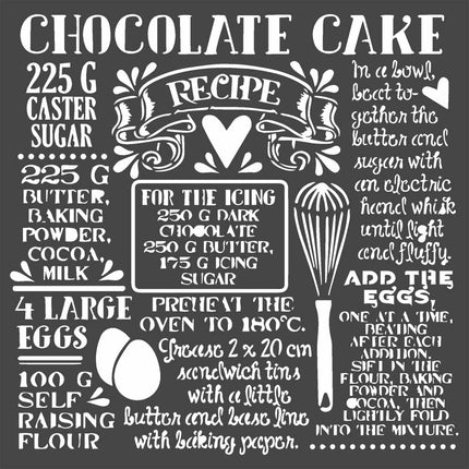 Thick stencil cm. 18X18  Chocolate cake