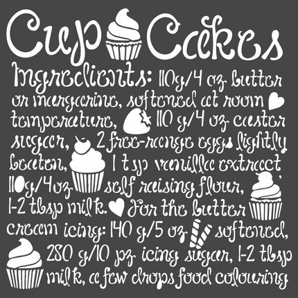 Thick stencil cm. 18X18  Cupcake