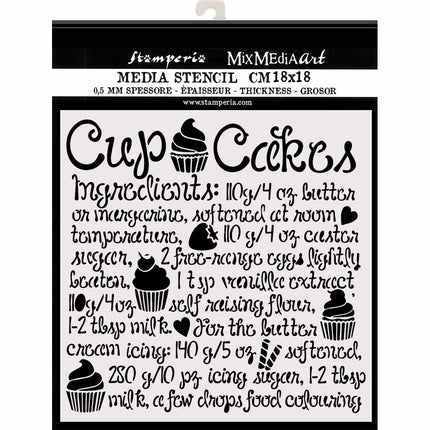 Thick stencil cm. 18X18  Cupcake