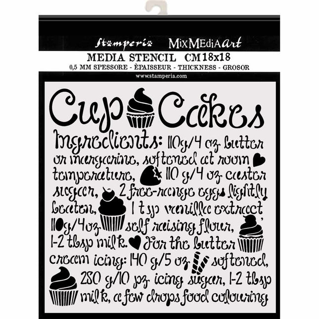 Thick stencil cm. 18X18  Cupcake