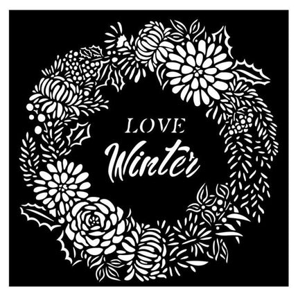Thick stencil cm 18X18 - Christmas Love Winter garland