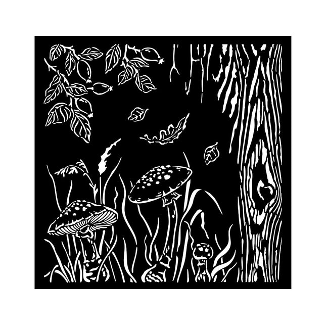 Thick stencil cm 18x18 - Woodland mushrooms
