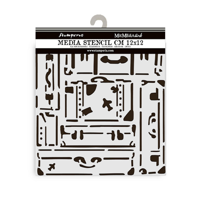 Thick stencil cm 12X12 - Art of Travelling suitcases