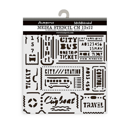 Thick stencil cm 12X12 - Art of Travelling tickets