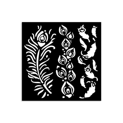 Thick stencil cm 12X12 - Masquerade feathers