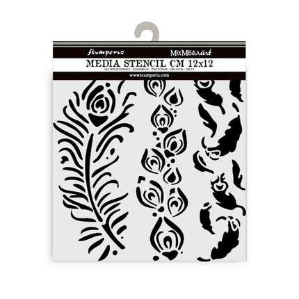 Thick stencil cm 12X12 - Masquerade feathers