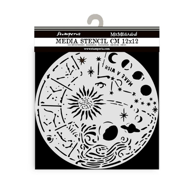 Thick stencil cm 12X12 - Cosmos circle