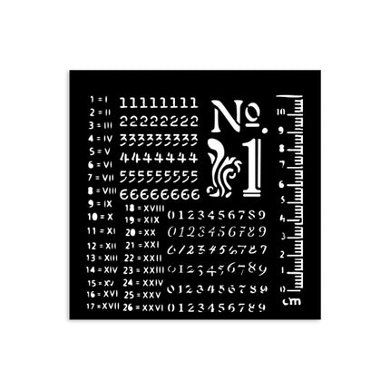 Thick stencil cm 12X12 - Numbers pattern