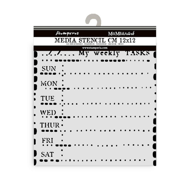 Thick stencil cm 12X12 - Diary weekly planner