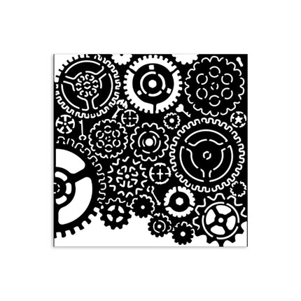 Thick stencil cm 12X12 - Gears pattern