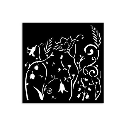 Thick stencil cm 12X12 - Hidden Grove flowers