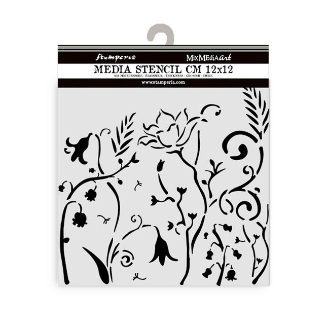 Thick stencil cm 12X12 - Hidden Grove flowers