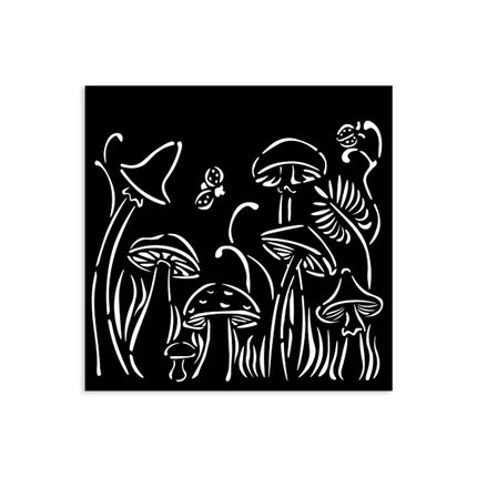 Thick stencil cm 12X12 - Hidden Grove mushrooms