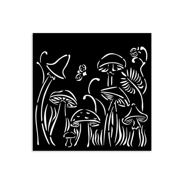 Thick stencil cm 12X12 - Hidden Grove mushrooms