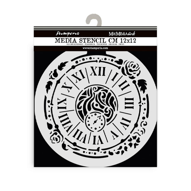 Thick stencil cm 12X12 - House of Roses clock