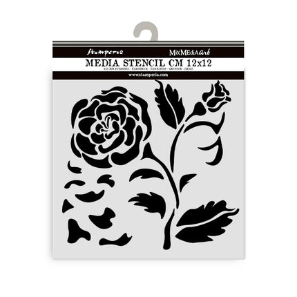 Thick stencil cm 12X12 - House of Roses big rose