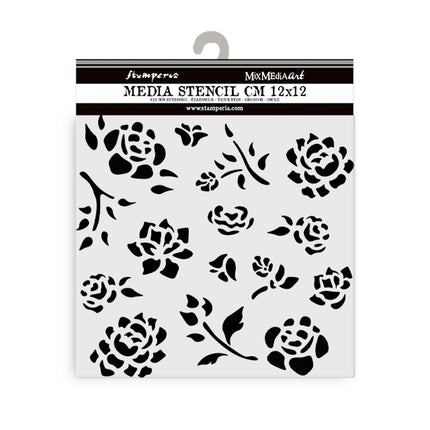 Thick stencil cm 12X12 - Timeless buds pattern