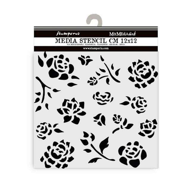 Thick stencil cm 12X12 - Timeless buds pattern