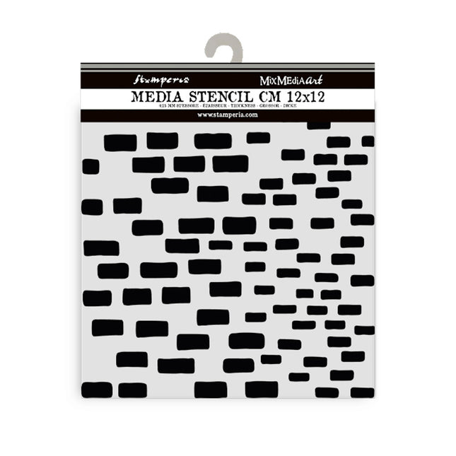 Thick stencil cm 12X12 - Silent Sea bricks pattern