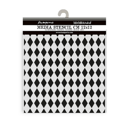 Thick stencil cm 12X12 - Alice in Christmas rhombus pattern
