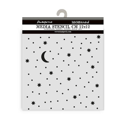 Thick stencil cm 12X12 - Alice in Christmas stars and moon