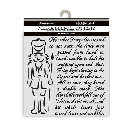 Thick stencil cm 12X12 - Alice in Christmas soldiers