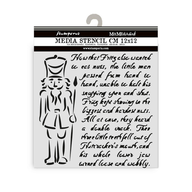 Thick stencil cm 12X12 - Alice in Christmas soldiers