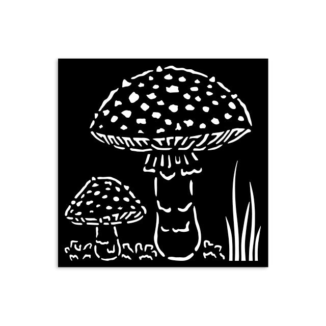 Thick stencil cm 12X12 - Whispering woods mushrooms